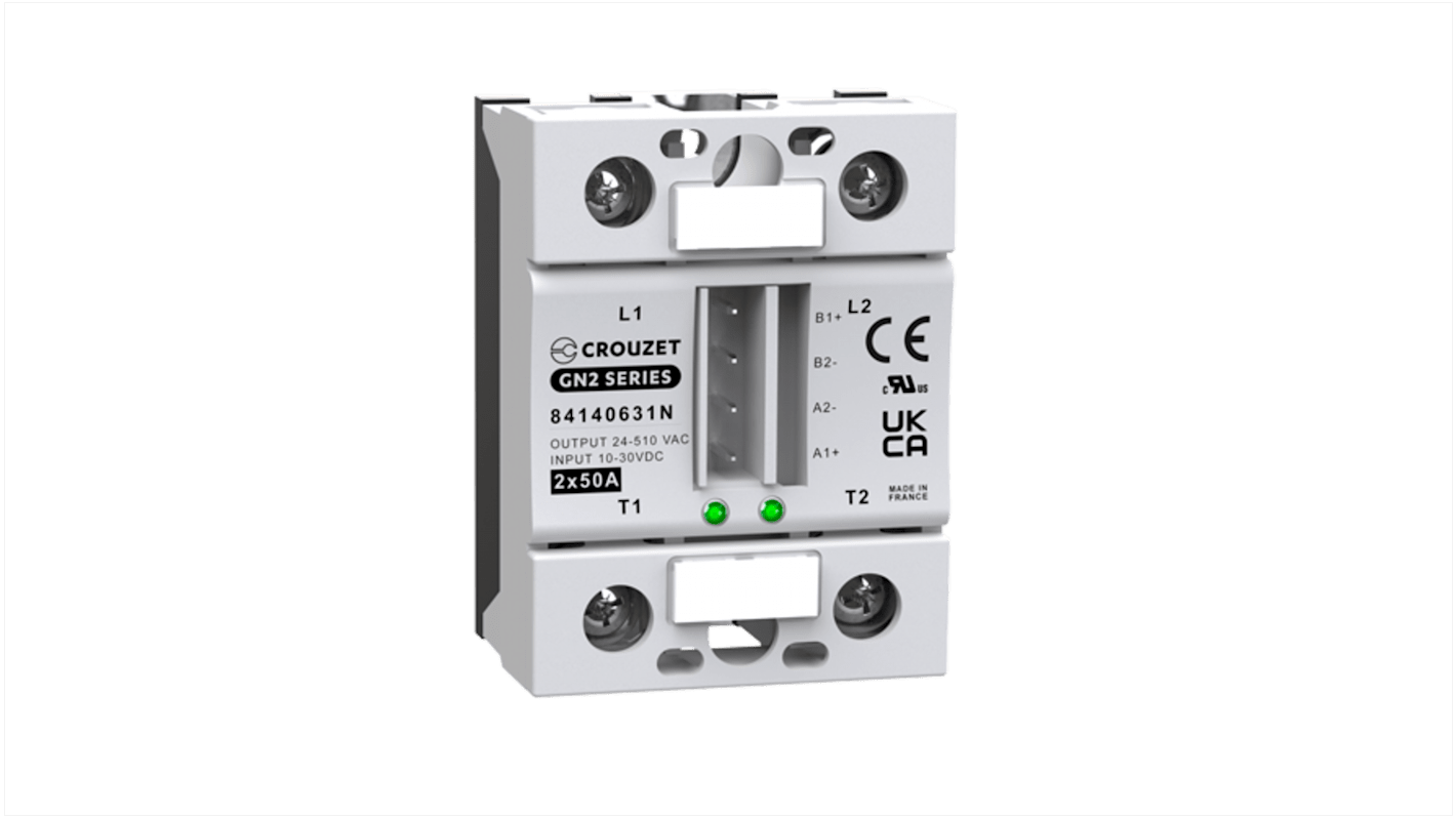 Crouzet Halvlederrelæ, Panelmontering-montering, Maks. 510 V rms, 50 A Tyristor, Øjeblikkelig (tilfældig)