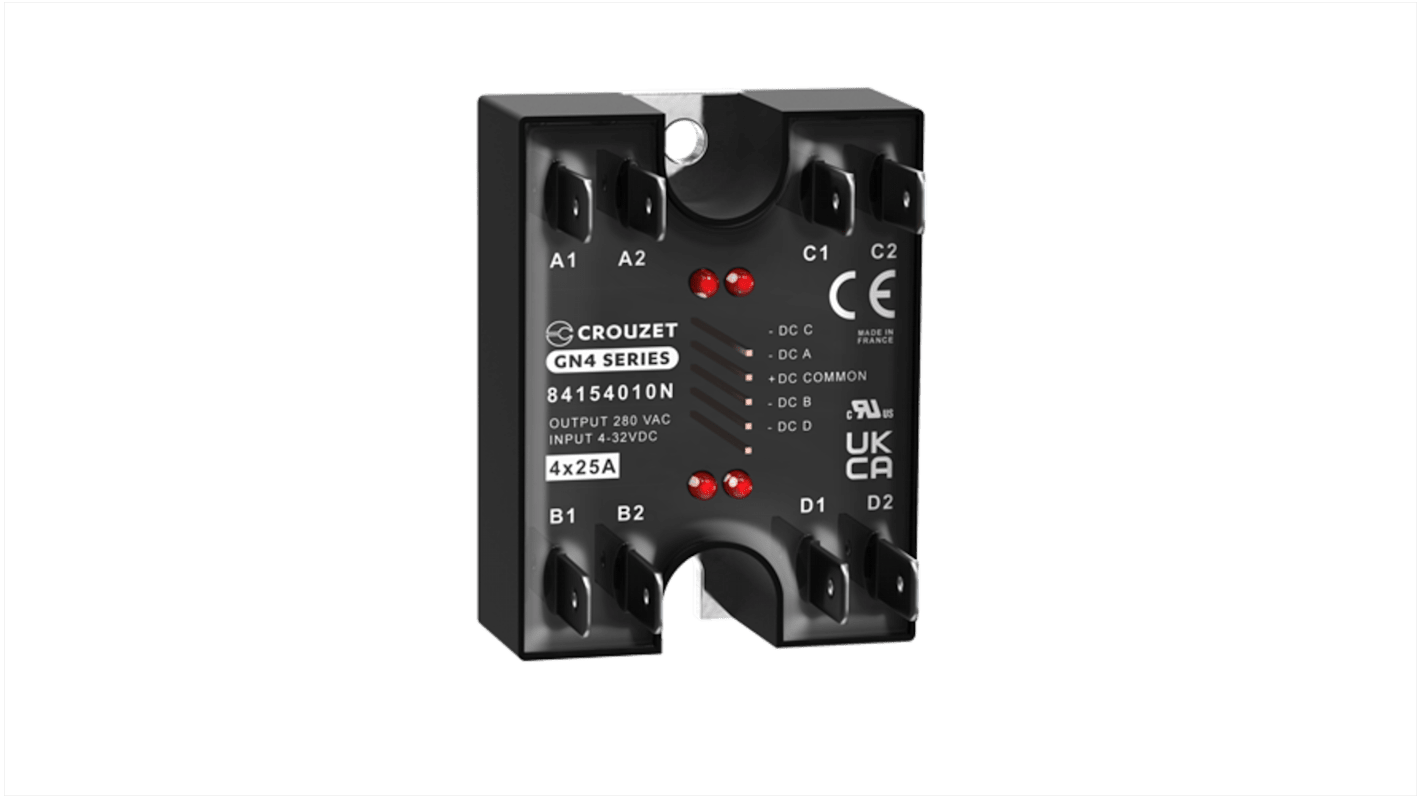 Crouzet Halvlederrelæ, Panelmontering-montering, Maks. 280 Vrms, 25 A Triac, Nulgennemgang