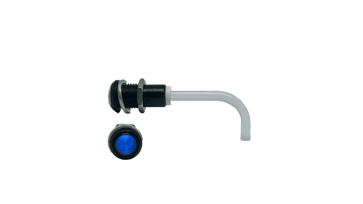 RHD-0900-3000-F9PZB67PR Bivar, Panel Mount Right Angle LED Light Pipe, Blue Round Lens