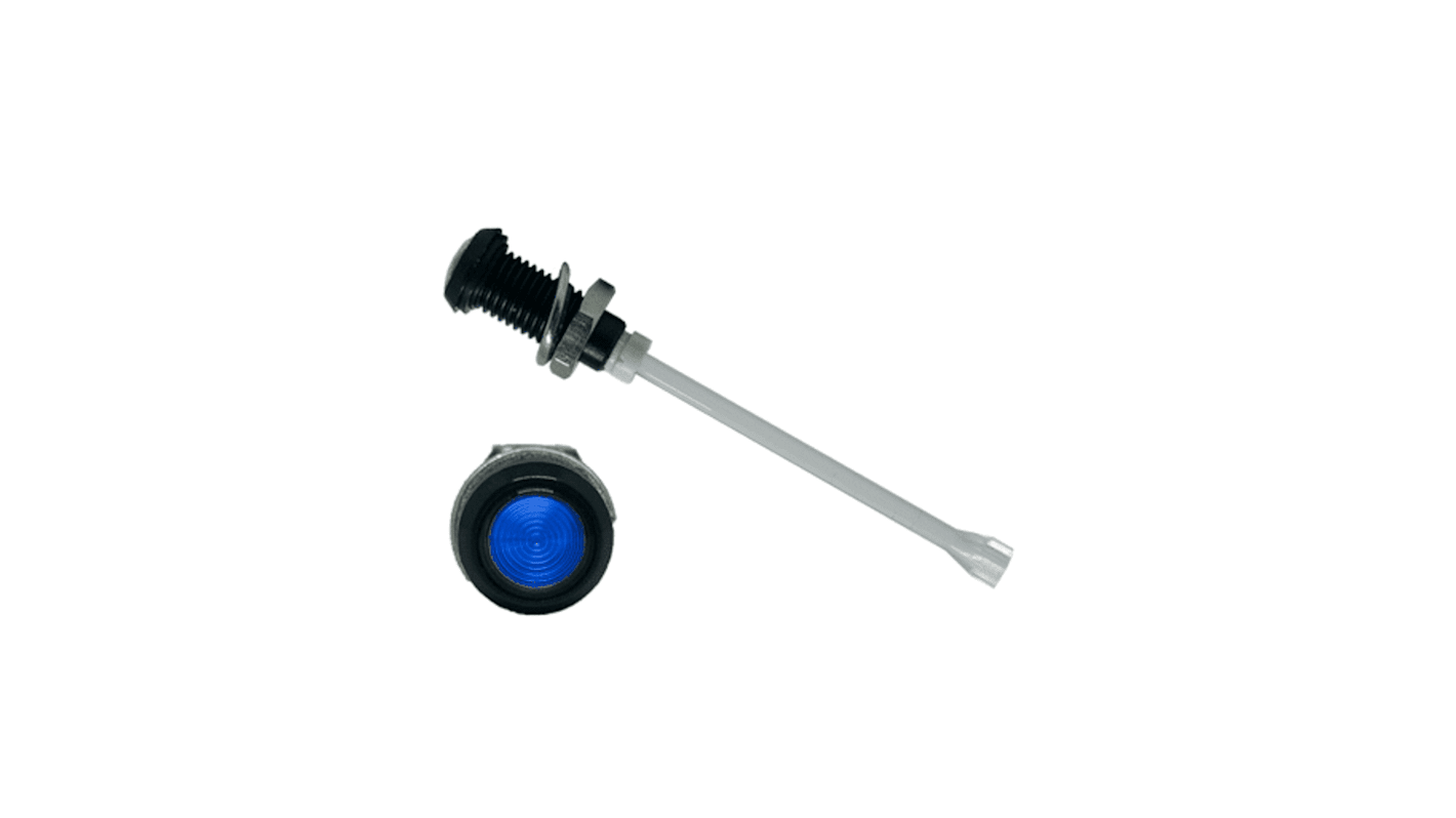 RHD-1160-F6PZB67PR Bivar, Panel Mount Vertical LED Light Pipe, Blue Round Lens