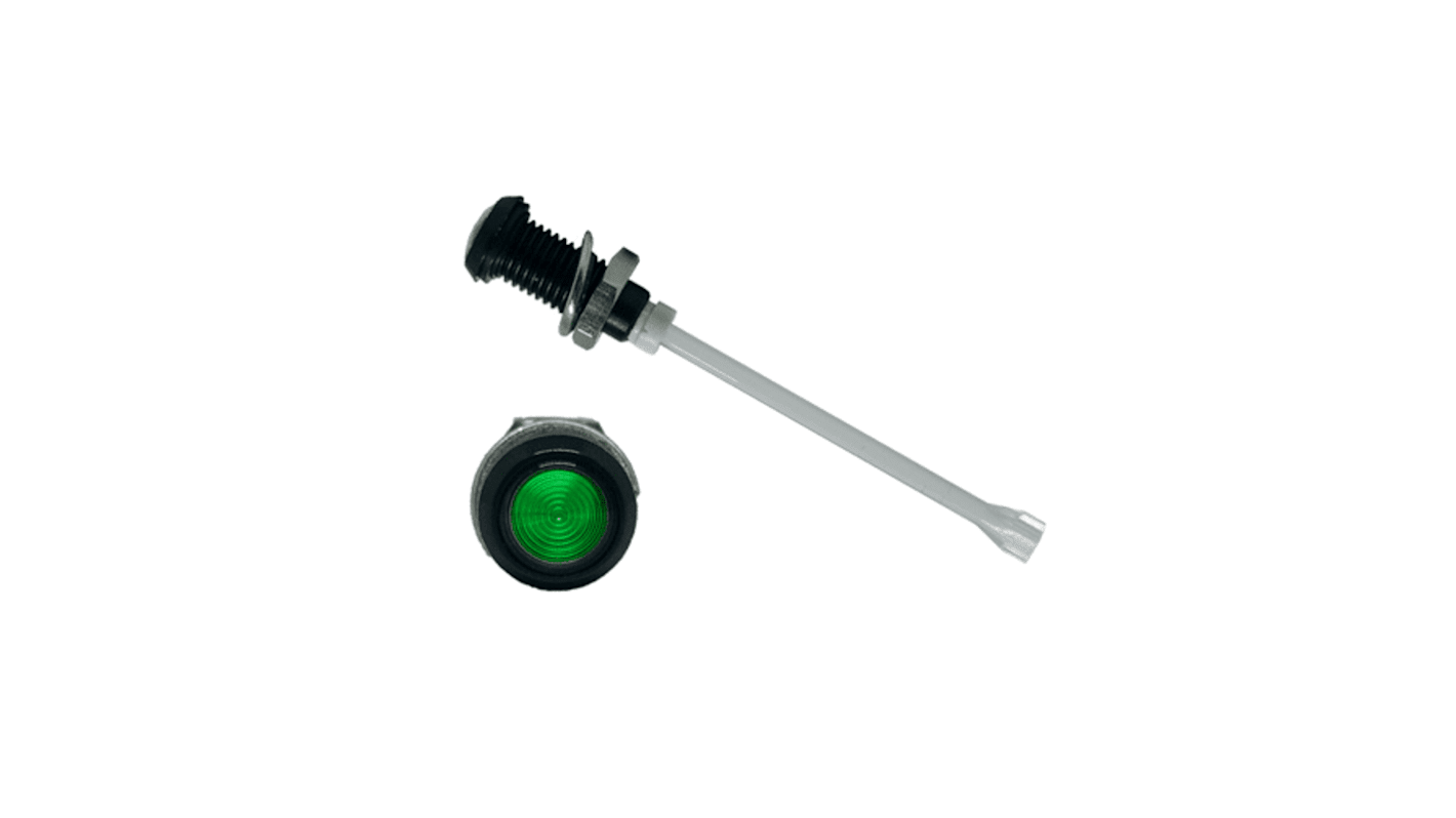 RHD-1160-F6PZG67PR Bivar, Panel Mount Vertical LED Light Pipe, Green Round Lens