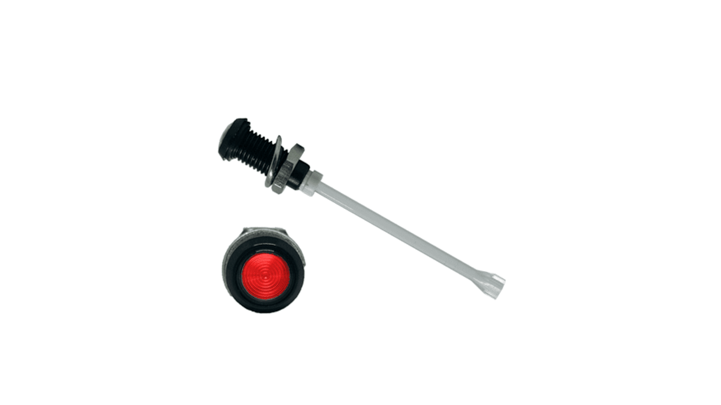 RHD-1640-F9PZR67PR Bivar, Panel Mount Vertical LED Light Pipe, Red Round Lens