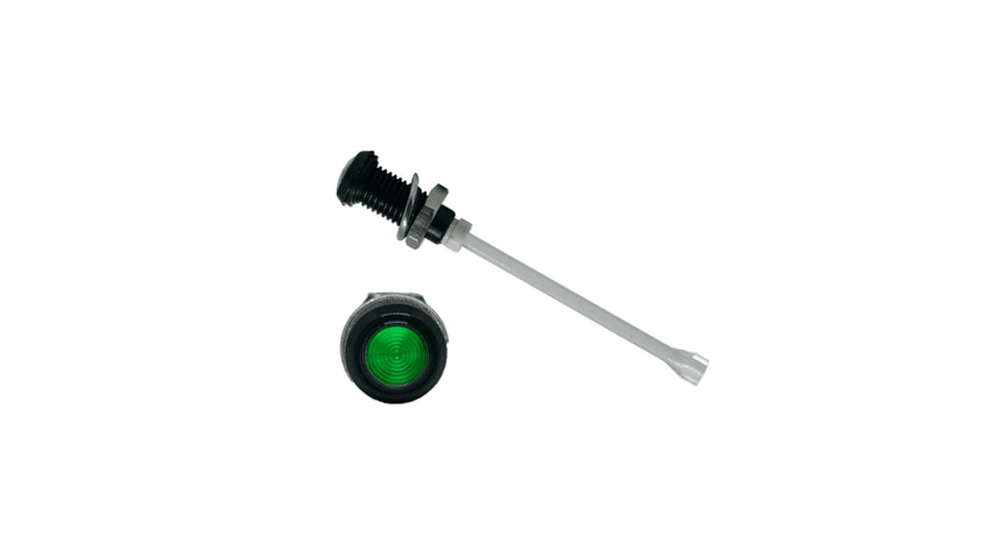RHD-2390-F9PZG67PR Bivar, Panel Mount Vertical LED Light Pipe, Green Round Lens