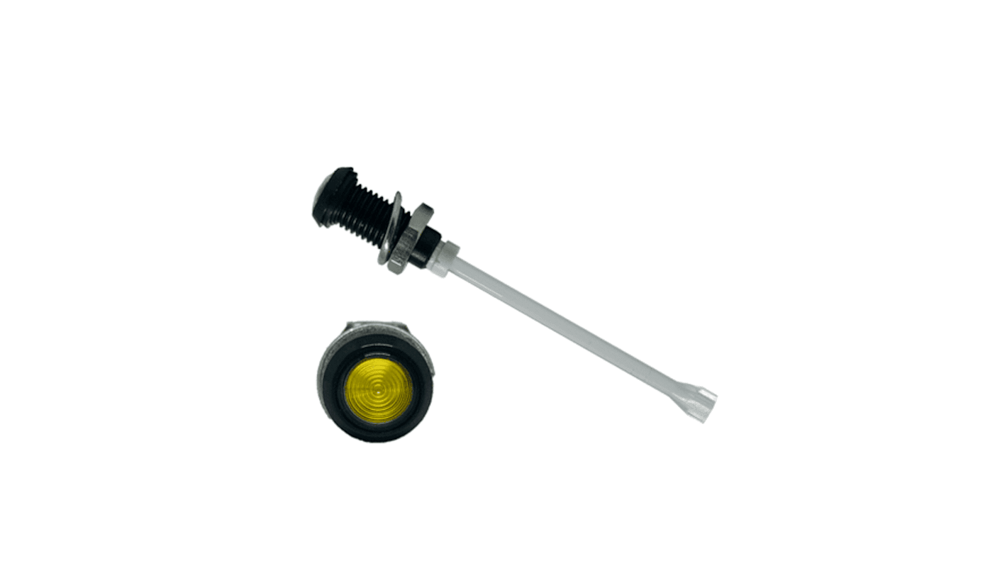 RHD-2390-F9PZY67PR Bivar, Panel Mount Vertical LED Light Pipe, Yellow Round Lens