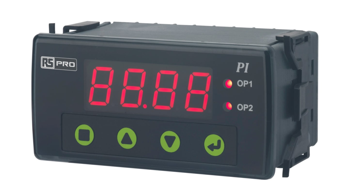 Indicador de proceso RS PRO, con display Display de 7 segmentos, para Analógico, termopar, PT100, 0 → 20 mA, 4