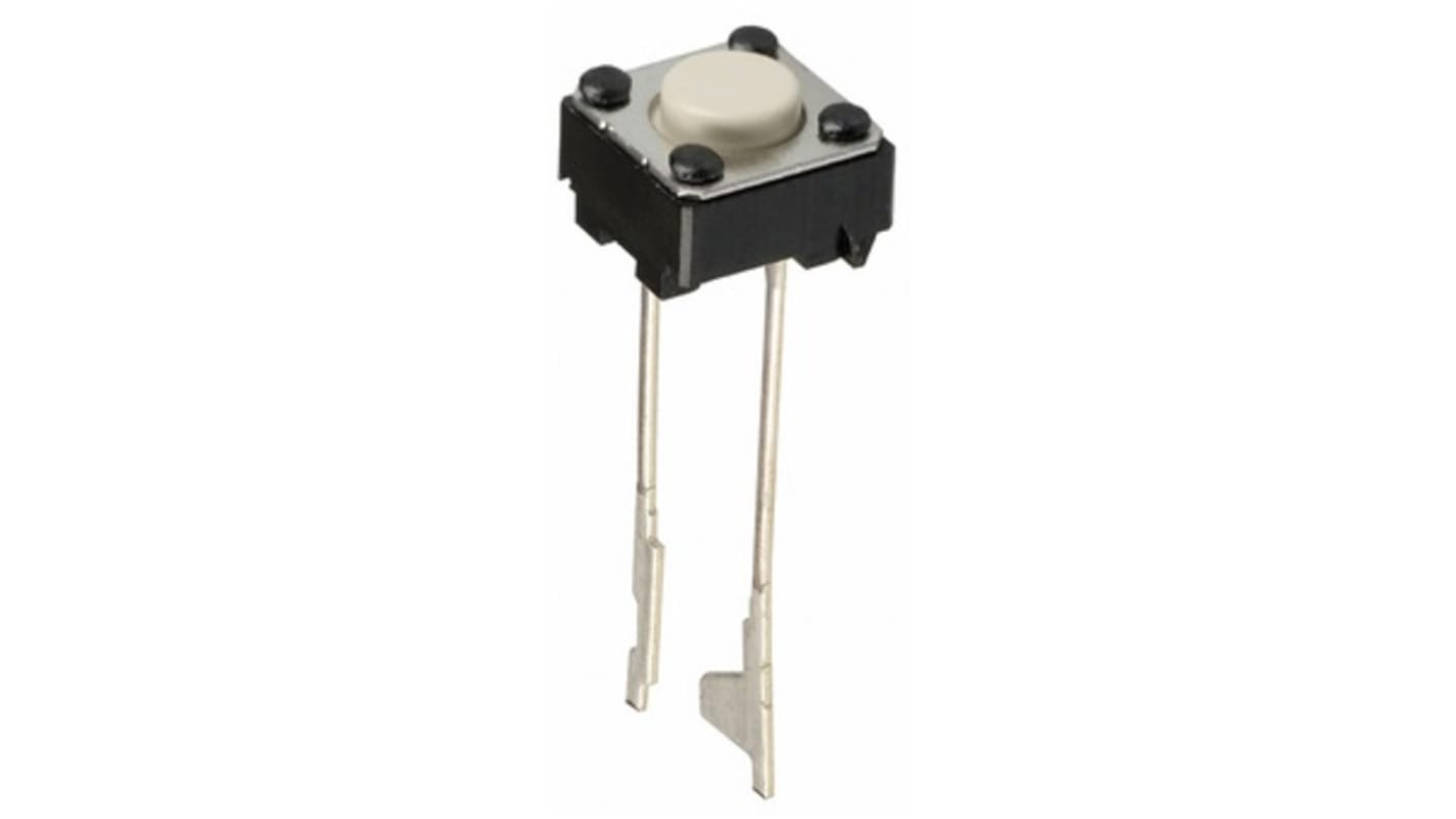 Omron IP00 Ivory Plunger Tactile Switch, SPST 50 mA 6mm Through Hole