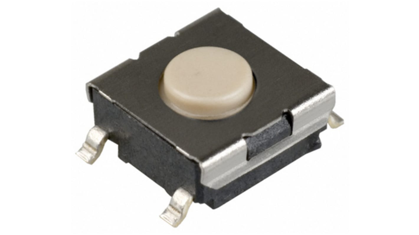 Omron IP00 Ivory Plunger Tactile Switch, SPST 50 mA 0.5mm Surface Mount