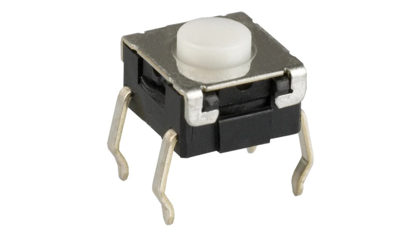 Omron IP67 White Plunger Tactile Switch, SPST 50 mA 0.9mm Through Hole