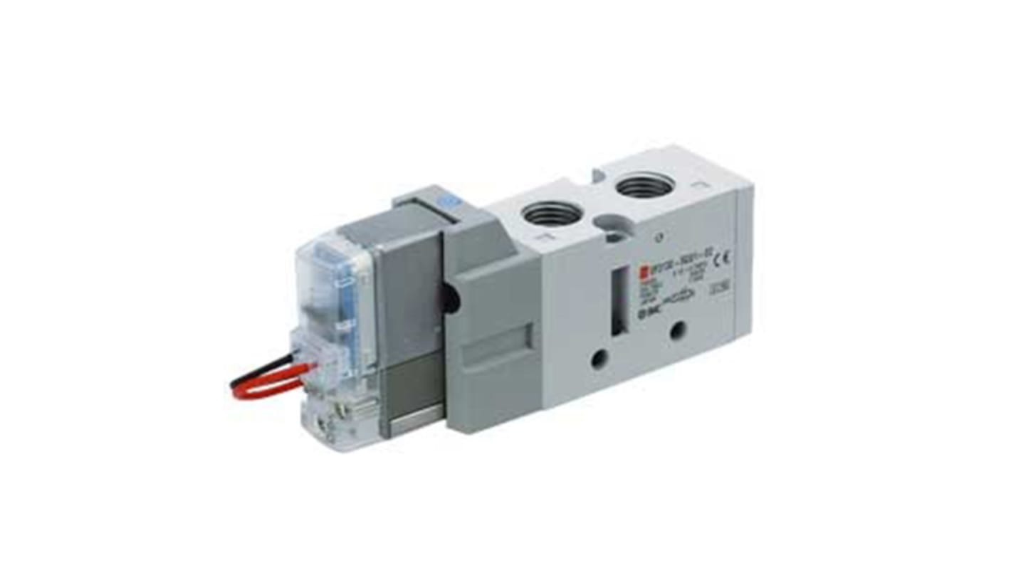Electroválvula neumática SMC, Serie VF3000, Rosca G 1/8, Solenoide, Con puertos en cuerpo