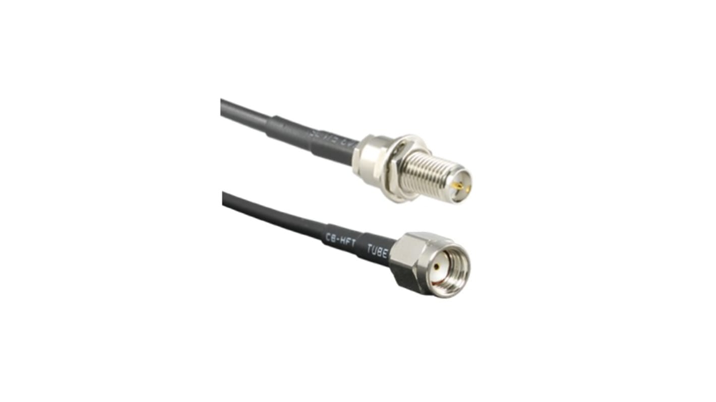 Linx RG174同轴电缆, 8.5in长, RP-SMA转RP-SMA, 黑色