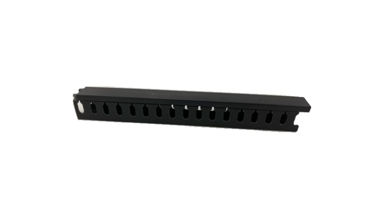 RS PRO Black Slotted Panel Trunking - Open Slot, W25 mm x D75mm, L2m, PVC