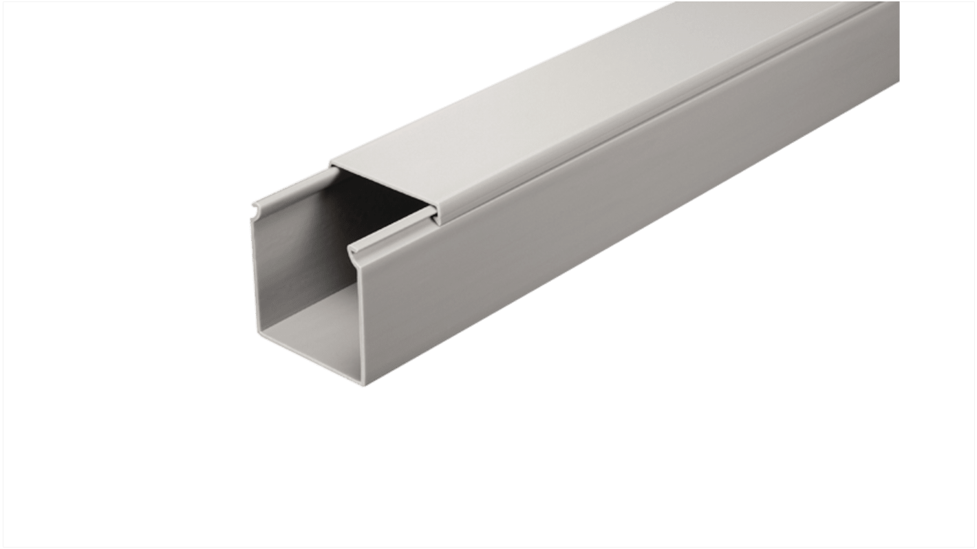 RS PRO Grey Cable Trunking, W50 mm x D50mm, L2m, PVC