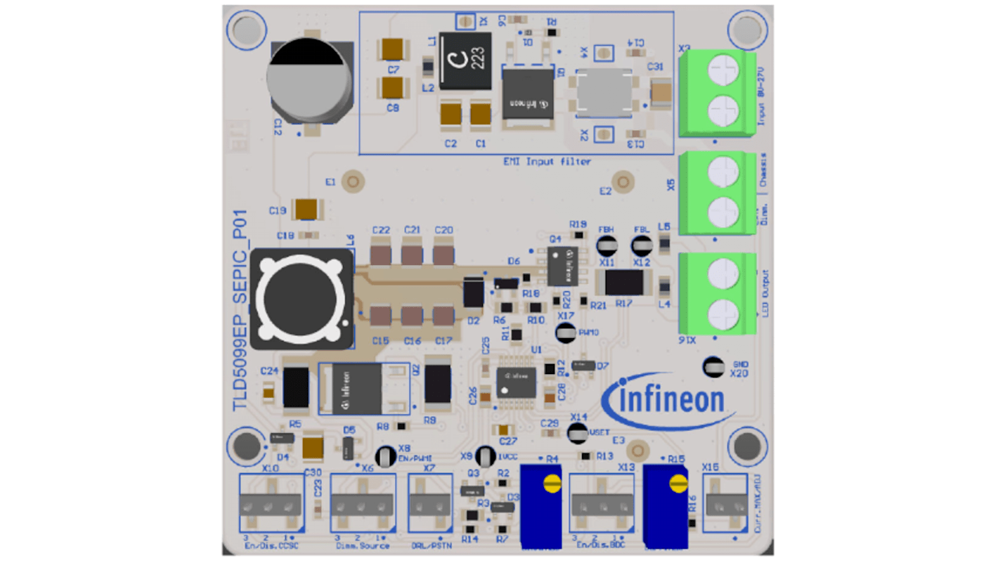 Kit de evaluación Controlador de impulso Infineon TLD5099EP-SEPIC EVALK - TLD5099EPSEPICEVALKTOBO1