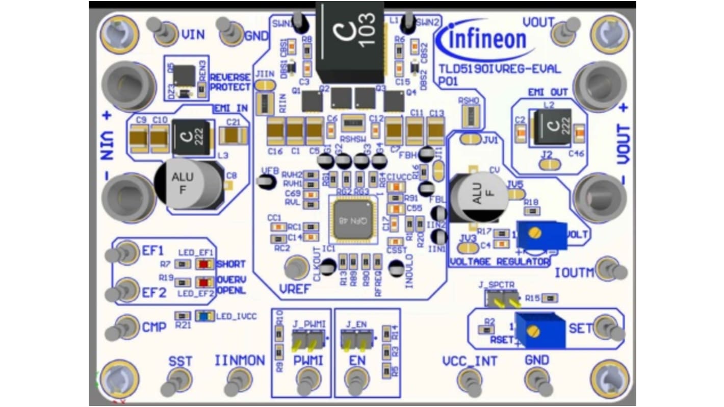 Infineon 評価ボード, 評価ボード, バック / ブーストコントローラ, TLD5190 用, TLD5190IVREGEVALTOBO1