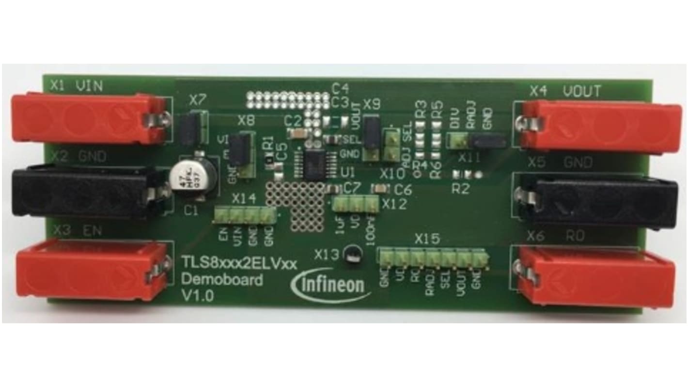 Infineon デモボード, 評価ボード, LDO電圧レギュレータ, 低静止電流 LDO TLS820B2ELVSE 、マイクロコントローラ 用, TLS820B2ELVSEBOARDTOBO1