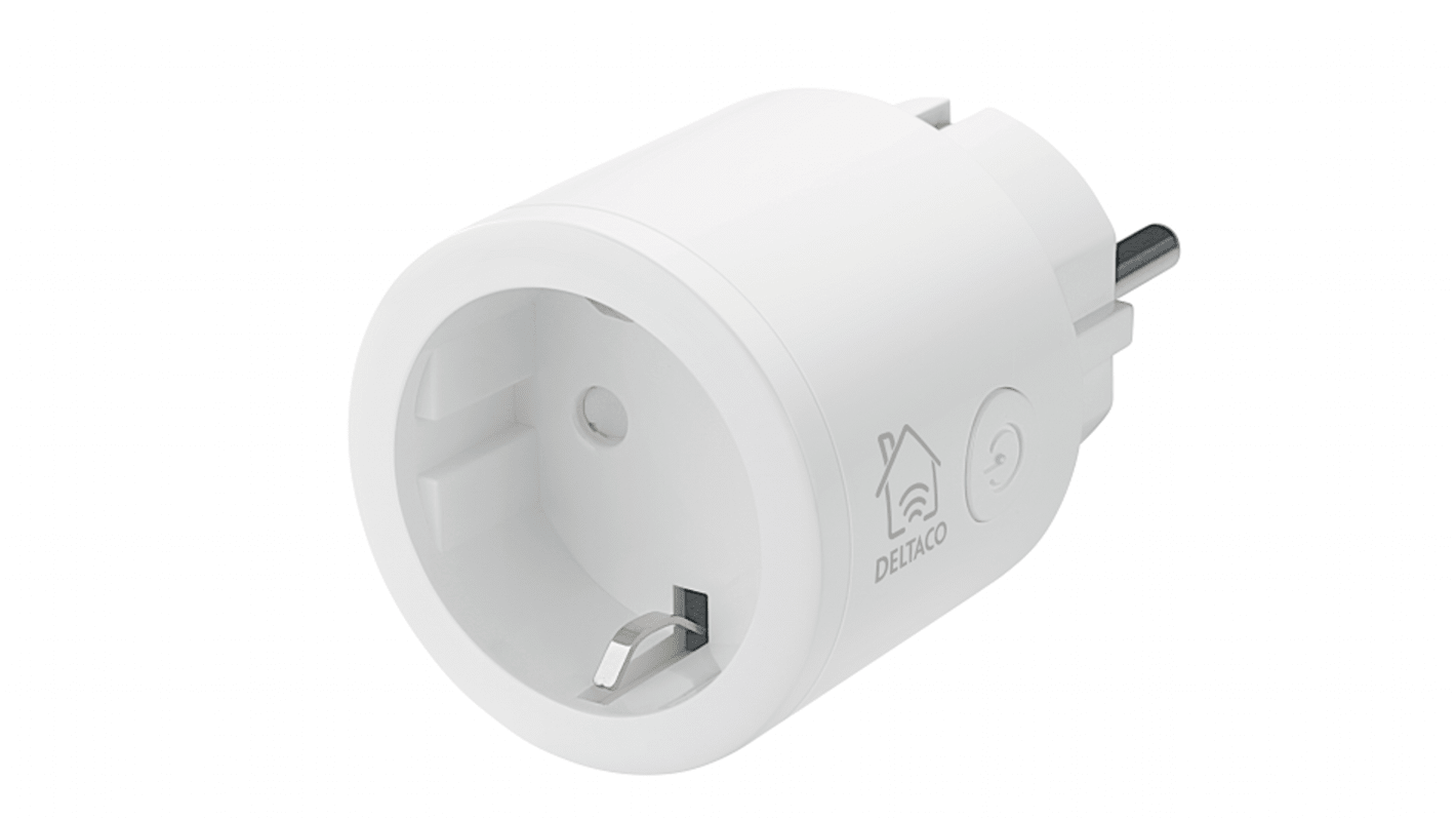 Deltaco Stikprop, 10A, 240 V AC, Plug-in Type F – tysk Schuko, Wi-Fi