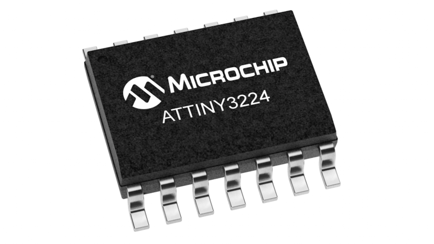 Microchip ATTINY3224-SSU AVR CPU Microcontroller, AVR, 20MHz, 32 kB Flash, 14-Pin SOIC