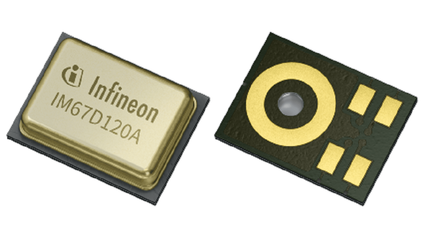 Infineon 5 Pin Microphone, Omni-Directional, Surface Mount, Digital (PDM) Output, PG-LLGA-5-4, 1.62-3.6V