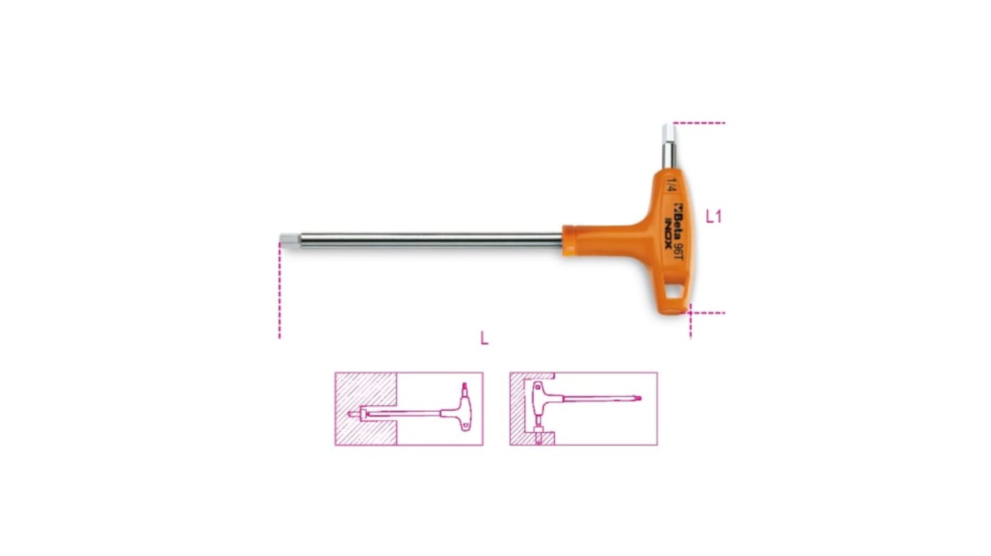 BETA T Shape Imperial Hex Key, 3/8in
