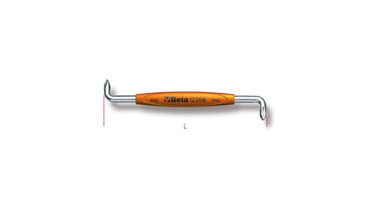 BETA Right Angle Screwdriver, 1-2 mm Tip, 125 mm Overall