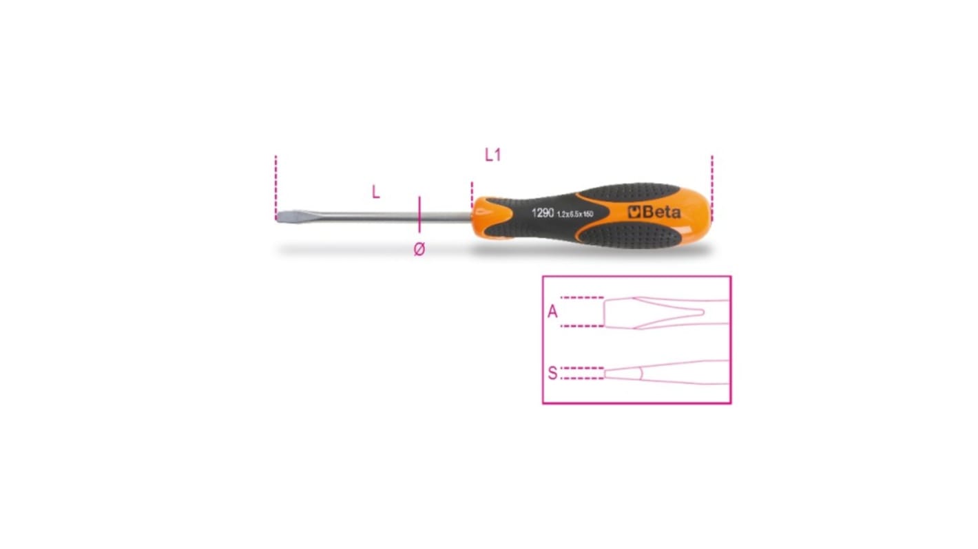 BETA  Screwdriver, 4 mm Tip, 100 mm Blade, 196 mm Overall