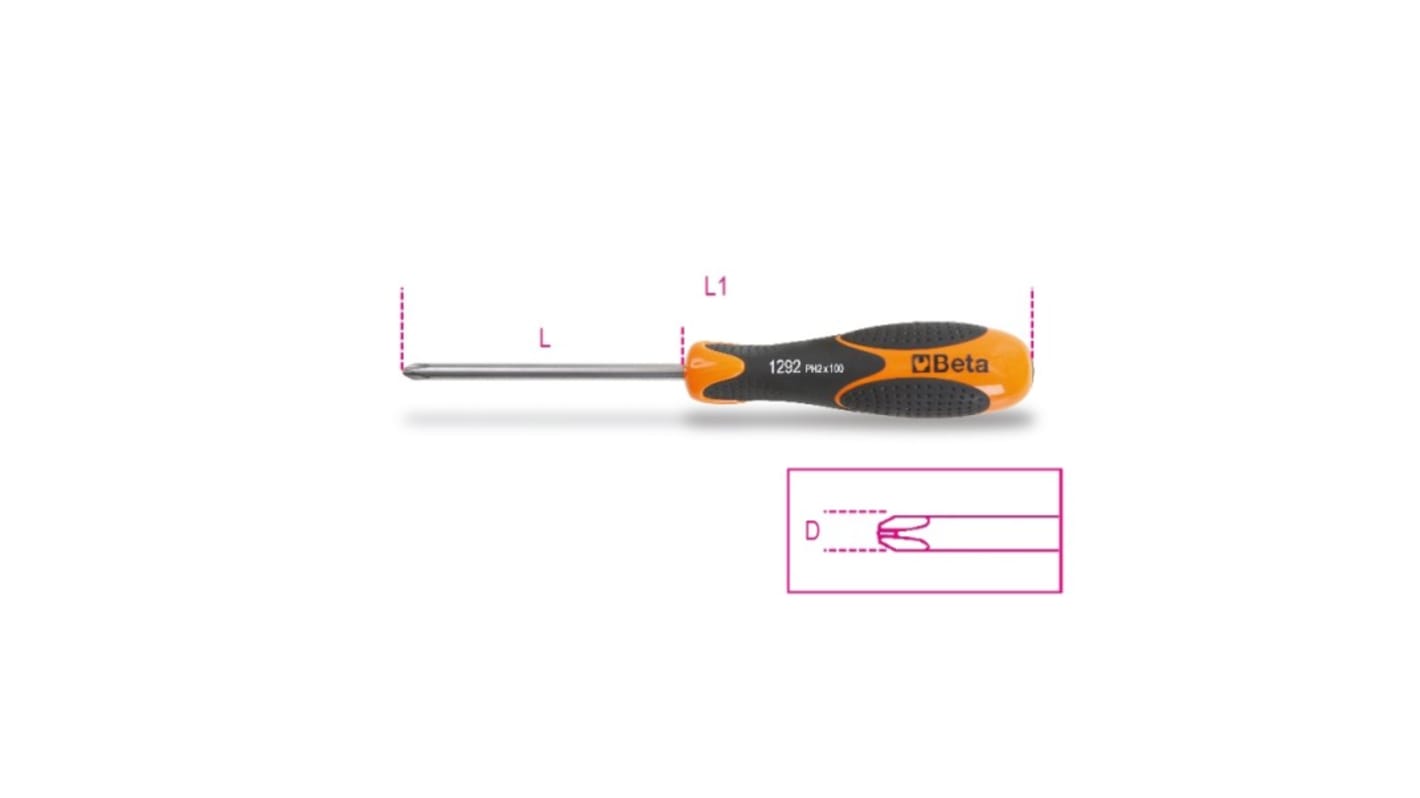 BETA  Screwdriver, 3 mm Tip, 60 mm Blade, 156 mm Overall