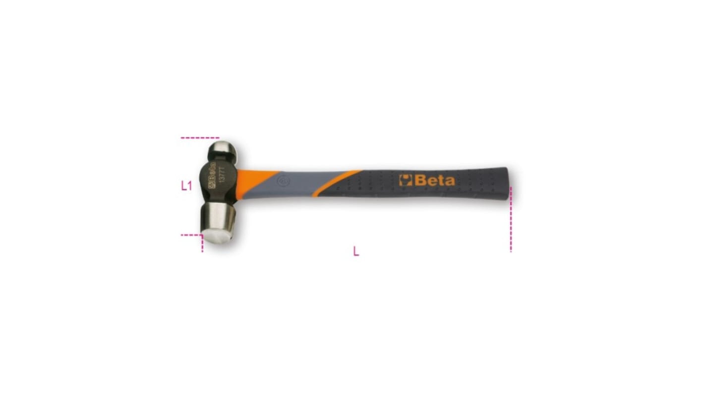 BETA Steel Ball-Pein Hammer with Fibreglass Handle, 450g