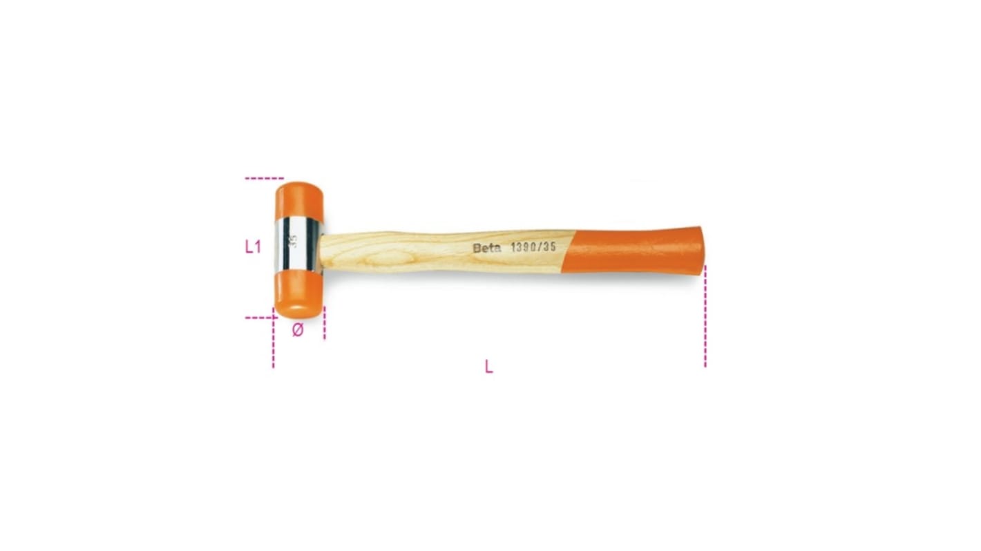 BETA Plastic Soft Face Hammer with Wood Handle, 1.5kg
