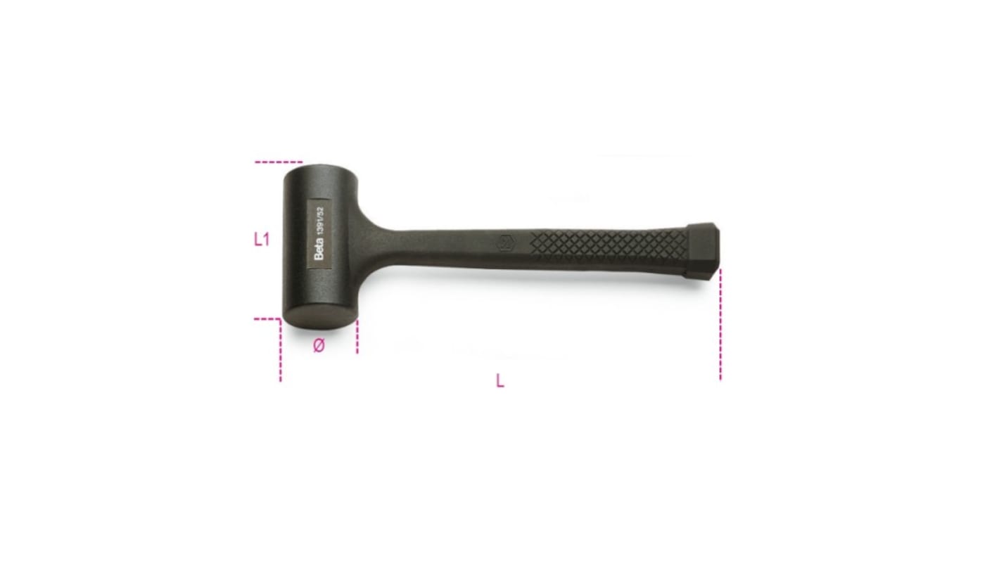 BETA Rubber Dead Blow Hammer with Rubber Handle, 1kg