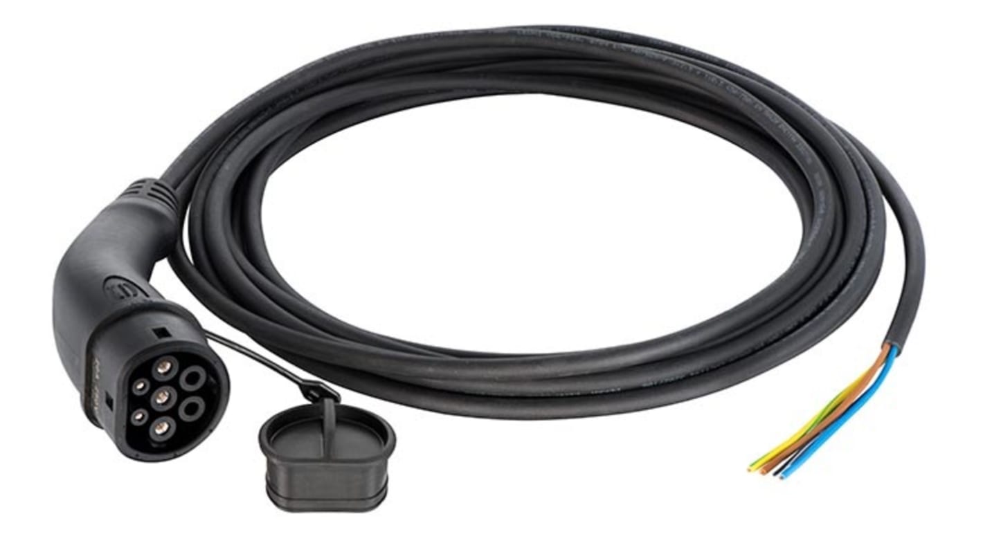 Cable de carga para vehículo eléctrico de Modo 3 HARTING, monofásico, conector Tipo 2, long. 7.5m, 20 A