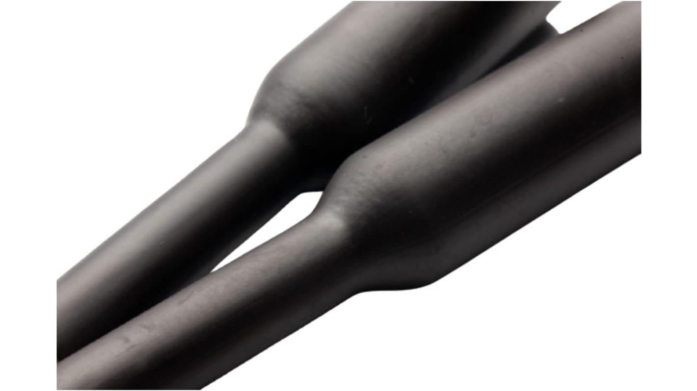 RS PRO Heat Shrink Tube, Black 9.5mm Sleeve Dia. x 1.22m Length 2:1 Ratio