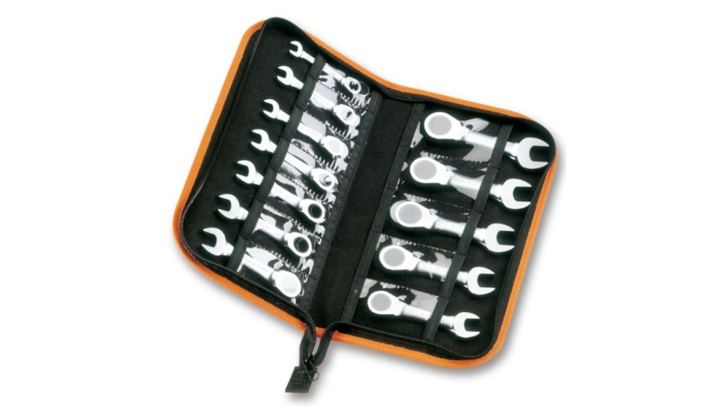 BETA 12-Piece Ratchet Spanner Set, 8 mm, 9 mm, 10 mm, 11 mm, 12 mm, 13 mm, 14 mm, 15 mm, 16 mm, 17 mm, 18 mm, 19 mm