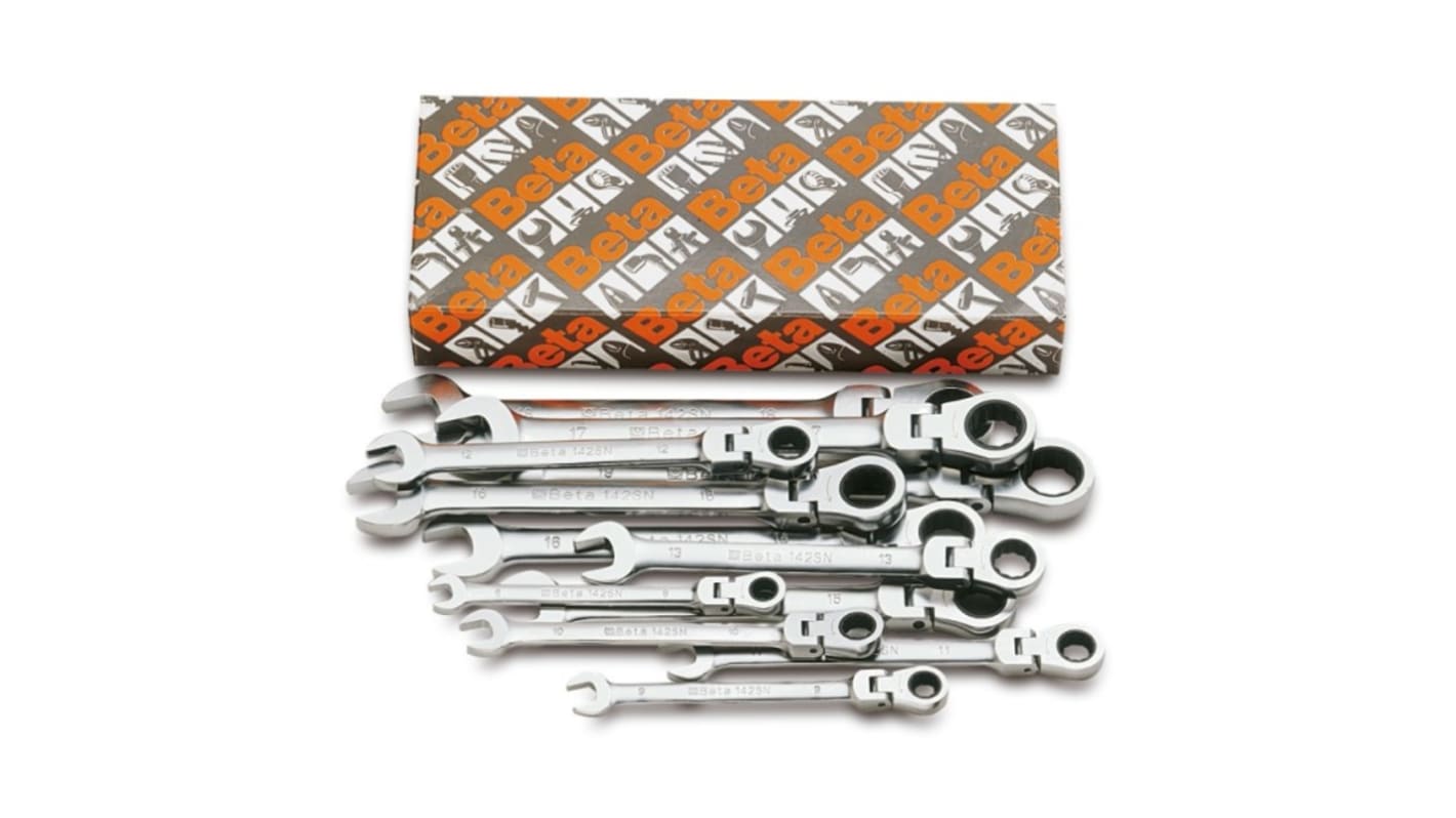 BETA 12-Piece Ratchet Spanner Set, 7 mm, 8 mm, 9 mm, 10 mm, 11 mm, 12 mm, 13 mm, 14 mm, 15 mm, 16 mm, 17 mm, 18 mm, 19