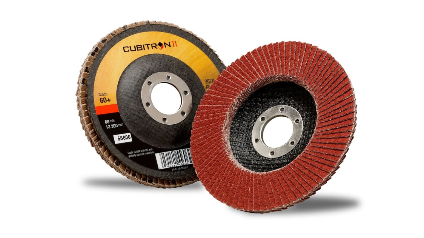 3M Cubitron II Ceramic Flap Disc, 115mm, 60+ Grade, 254μm Grit, 7000104360, 1400 in pack