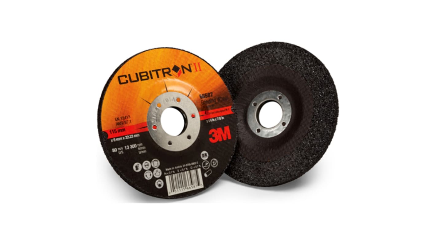 3M 7100074407 Cubitron II Ceramic Grinding Wheel, 180mm Diameter, 483μm Grit