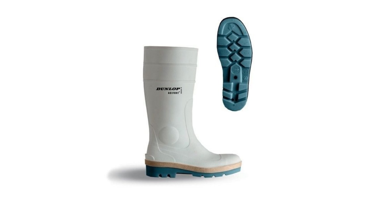 Dunlop White Steel Toe Capped Unisex Safety Boots, UK 10, EU 44