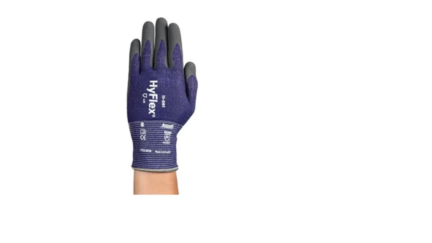 Ansell HyFlex Blue Ansell INTERCEPT Technology (Liner) Work Gloves, Size 8, Nitrile Coating