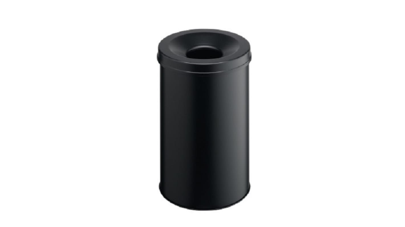 Durable 黑色钢废纸箱, 30L, 492mm深, 熄火盖子