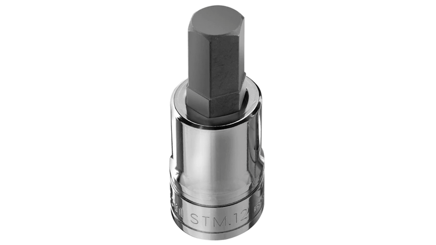 Facom 1/2 in Drive Bit Socket, Hex Bit, 19mm, 60 mm Overall Length