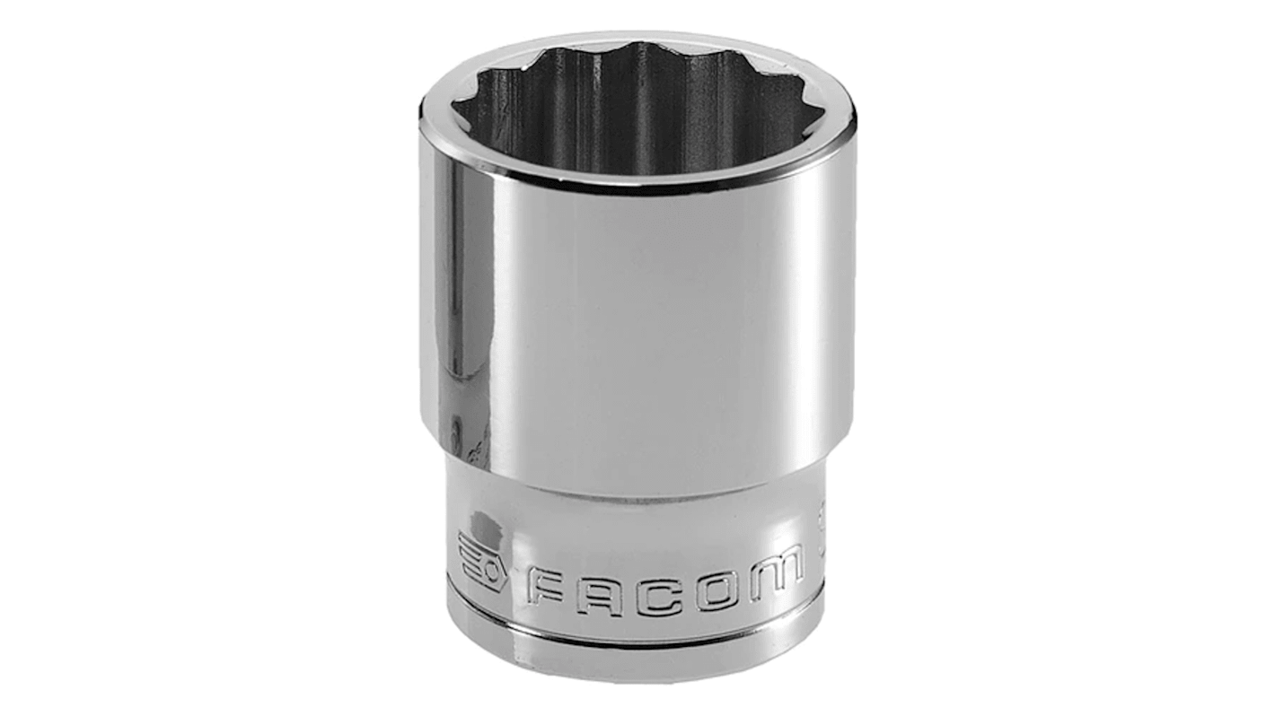Facom 1/2 in Drive 1/2in Standard Socket, 12 point, 36 mm Overall Length
