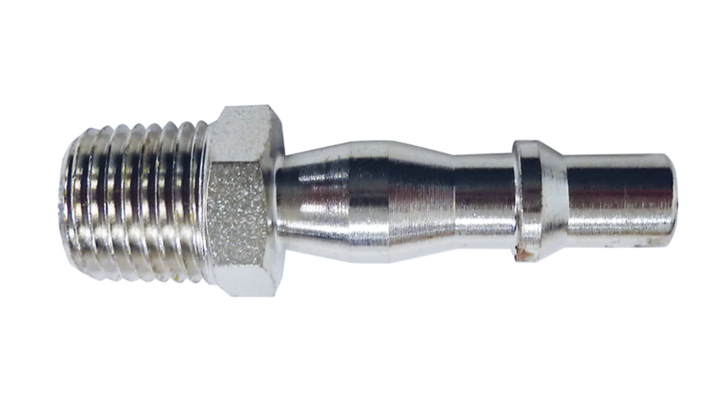 RS PRO Nickel Plated Steel Male Coupler Nipple, BSPT 1/4 in Male Threaded