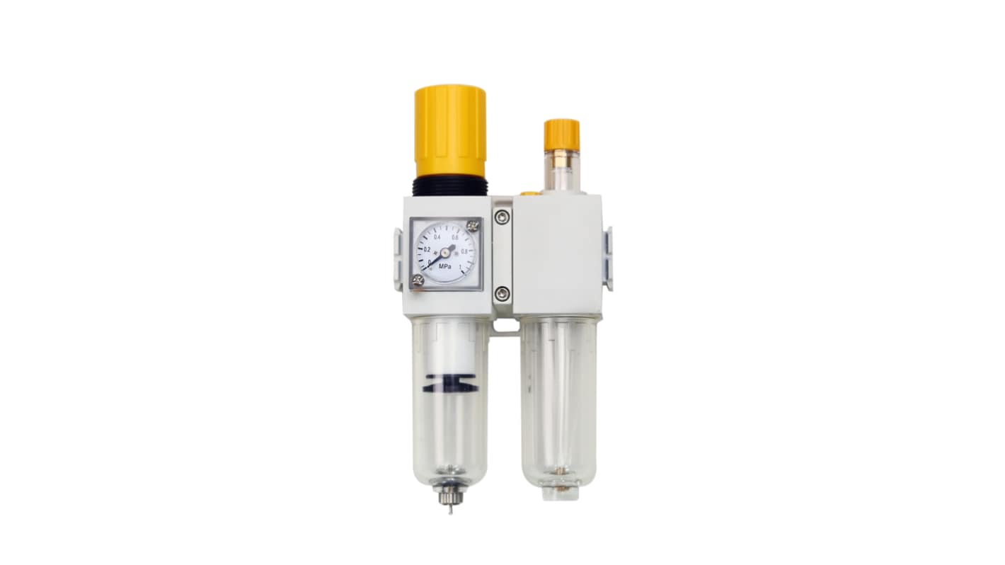 RS PRO G 1/4 Filter Regulator Lubricator, Manual Drain, 40μ Filtration Size