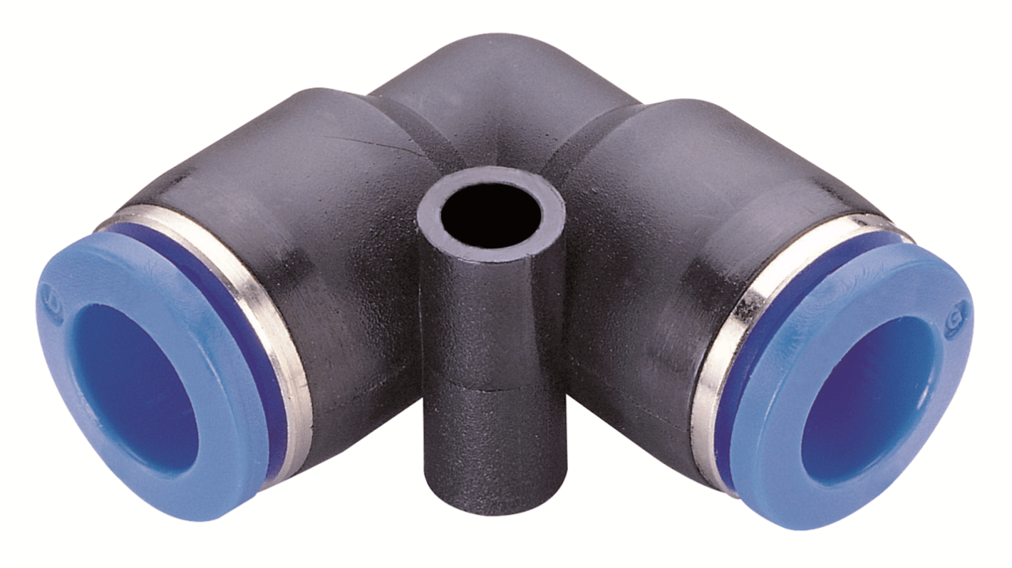 Adaptateur tube à tube coudé RS PRO PUL 1 x 10 mm Push-in, entrée 1 x
