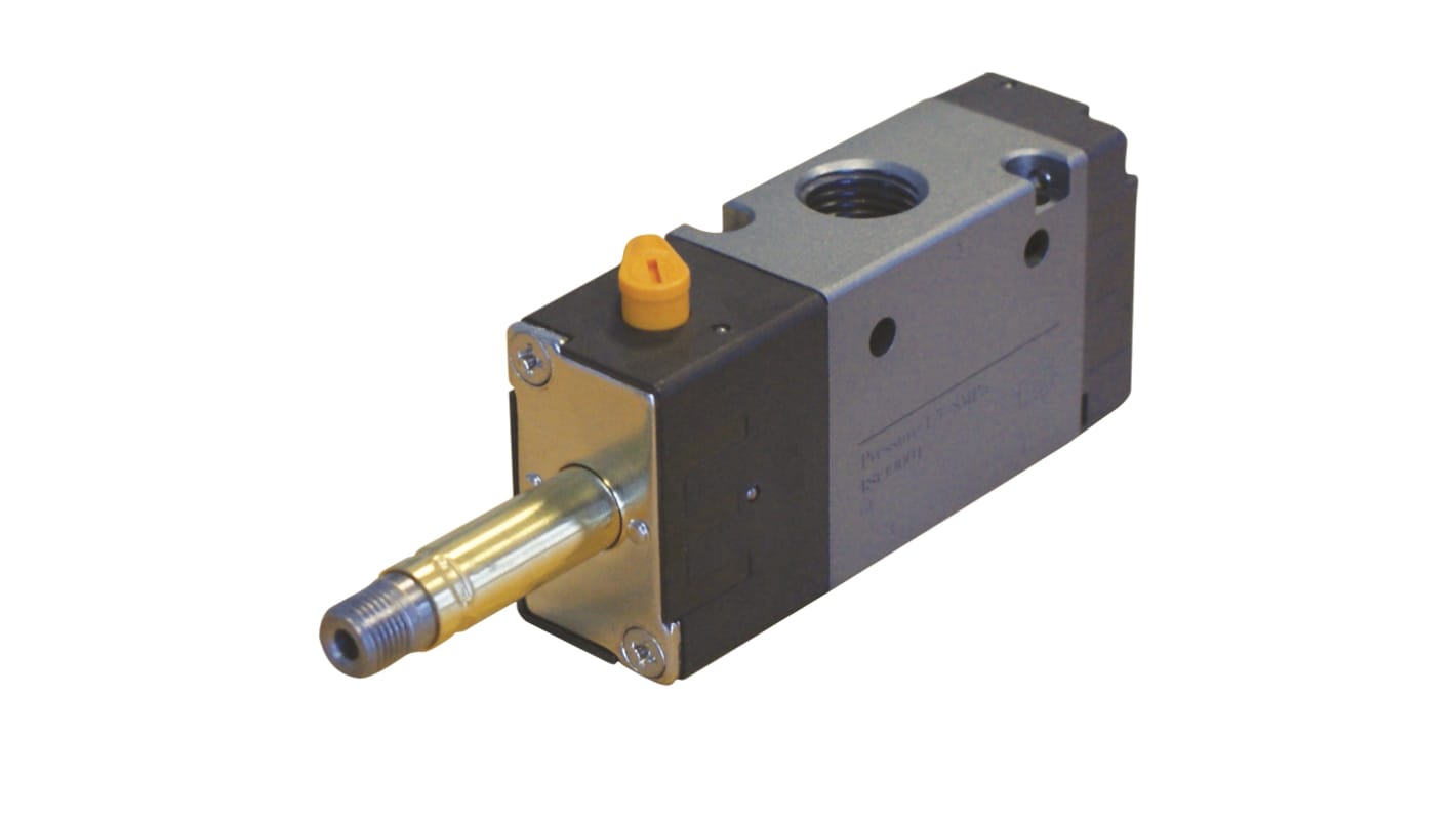 RS PRO 3/2 Pneumatic Solenoid Valve - Solenoid/Spring G 1/8 RV Series
