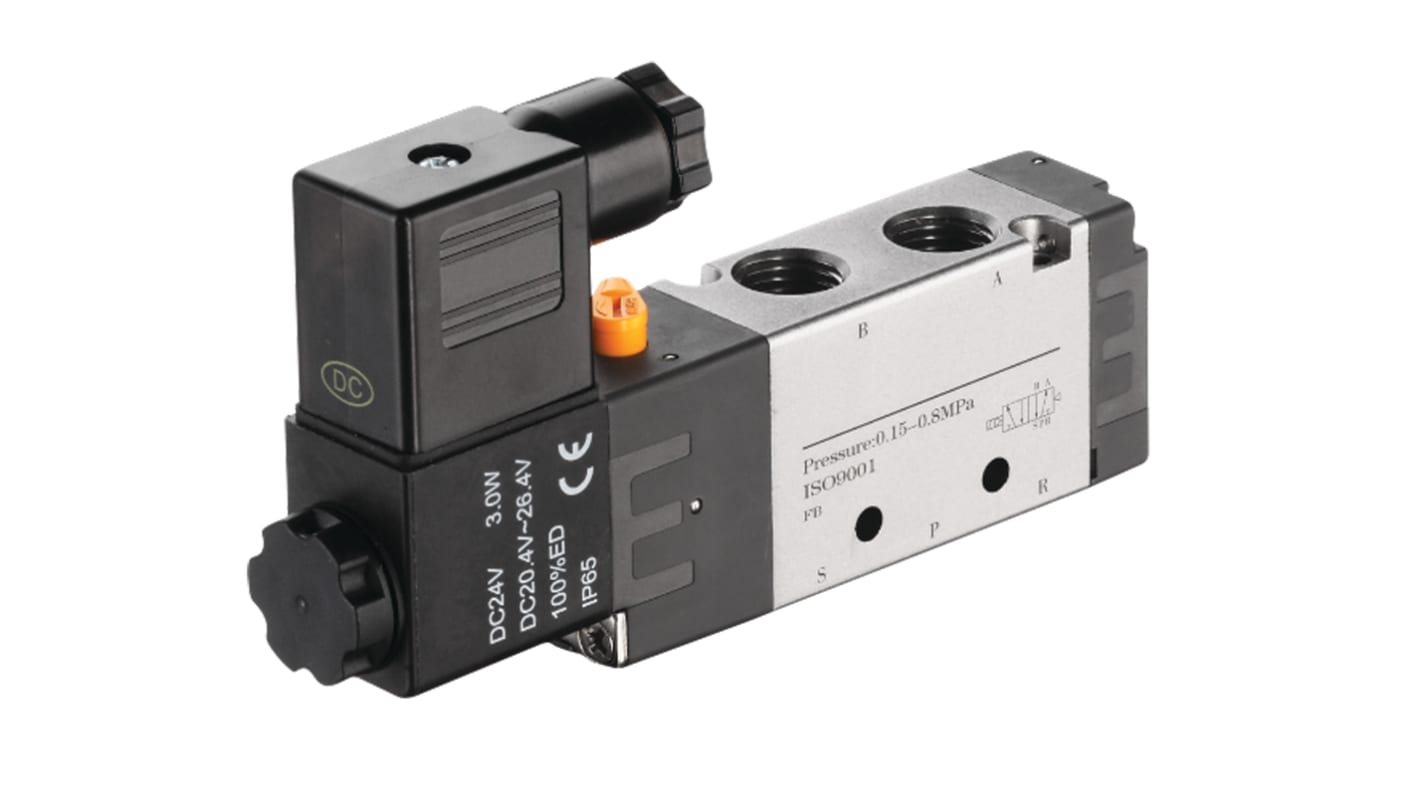 Electrodistributeur pneumatique RS PRO série RV fonction 5/2, Assistée, G 1/4