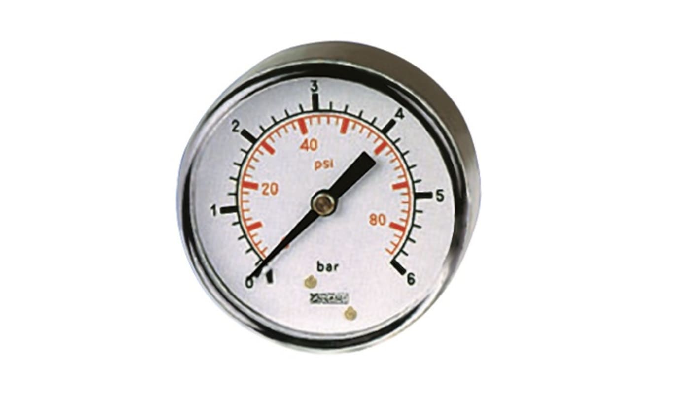 RS PRO BSP 1/8in Analogue Pressure Gauge 30psi Back Entry 40mm Outside Diameter