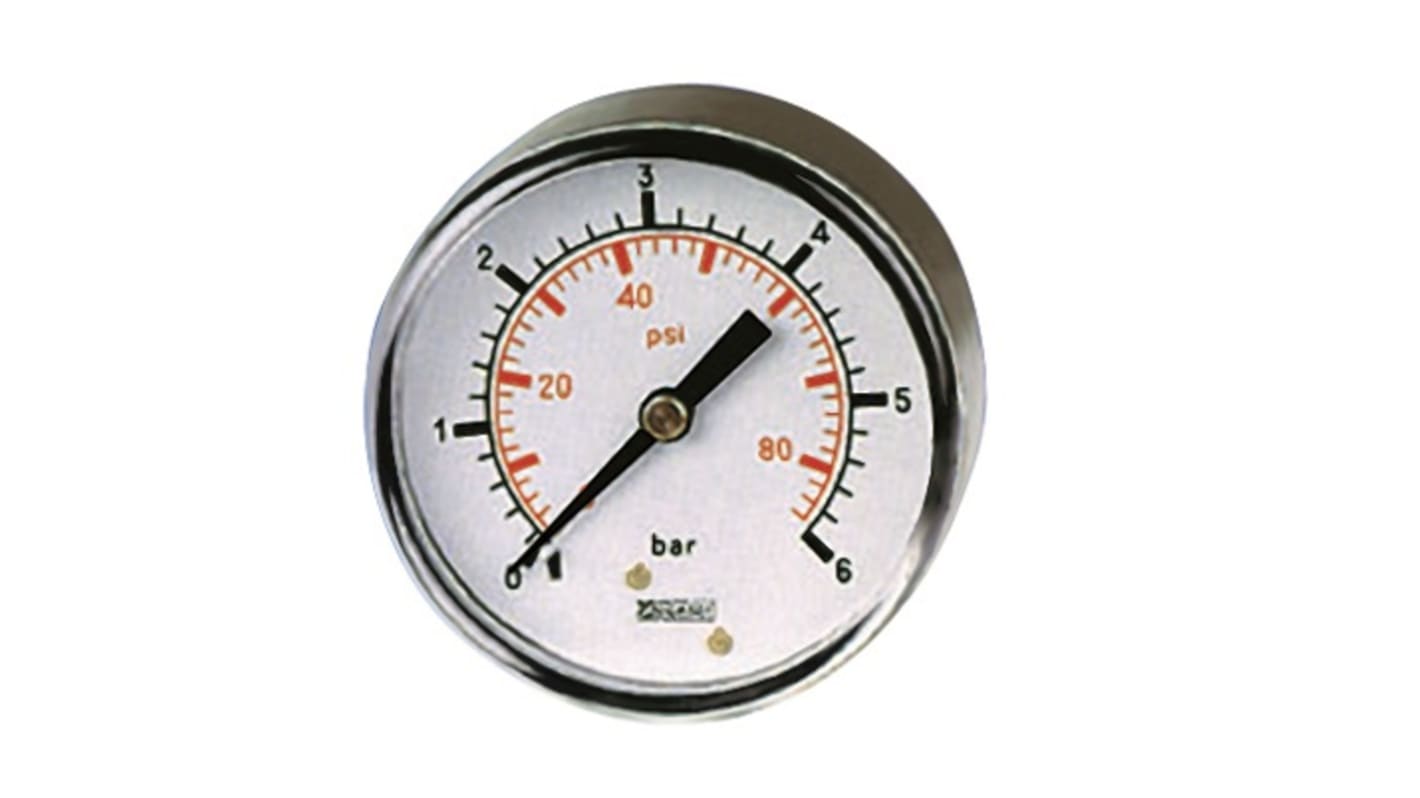 RS PRO BSP 1/8in Analogue Pressure Gauge 160psi Back Entry, 0psi min.