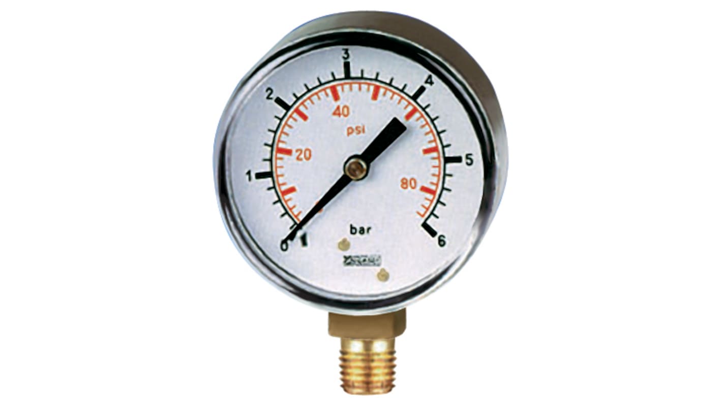RS PRO BSP 1/4 Analogue Pressure Gauge 160psi Bottom Entry 50mm Outside Diameter