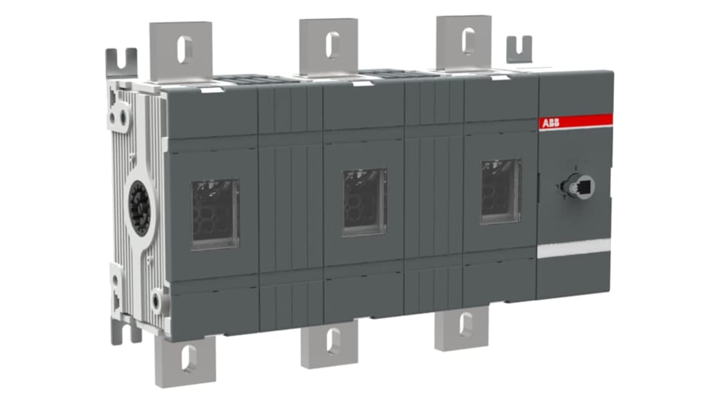 ABB 3P Pole Surface Mount Switch Disconnector - 1250A Maximum Current, 710kW Power Rating, IP00