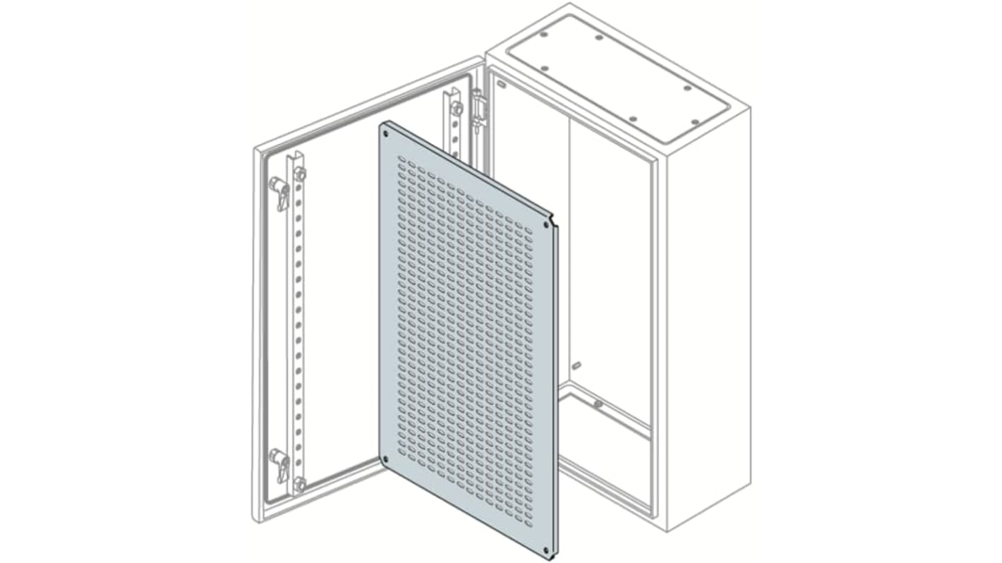 ABB SR/SRN Series Steel Perforated Mounting Plate, 400mm H, 400mm W, 400mm L for Use with Enclosure